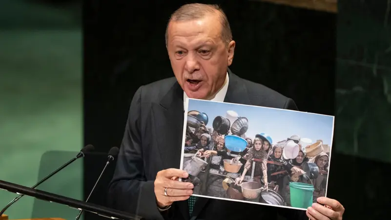 إردوغان: كل ساعة يسقط طفل ضحية للعدوان الإسرائيلي في غزة منذ 23 شهرا
